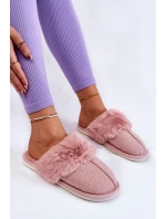 Damskie Ocieplane Papcie Z Futerkiem Jasnoróżowe Franco