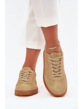 Zamszowe Sneakersy Damskie Big Star RR274849 HI-POLY SYSTEM Beżowe