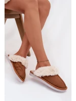 Ženské pantofle s kožešinou Camel Carisse