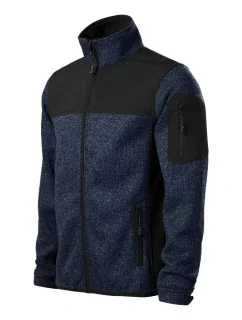 Ležérna softshellová bunda pánska pletená modrá