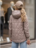 Dámska prešívaná prechodná bunda s kapucňou, béžová, FashionStreet TY5783 Dámska prešívaná prechodná bunda s kapucňou, béžová, FashionStreet TY5783