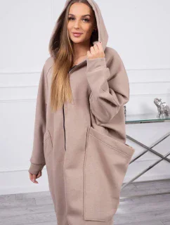 Zateplená oversize mikina tmavo béžová