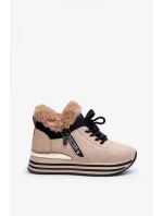 Dámske športové členkové topánky 21-Q99 model 185656 Beige with black - Step in style