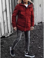 Pánska zimná bunda s kapucňou bordová FashionStreet TX4275 Pánska zimná bunda s kapucňou bordová FashionStreet TX4275