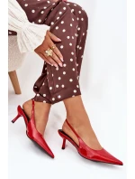 Lakierowane Czółenka Na Szpilce Z Odkrytą Piętą Czerwone Talira