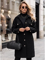 Dlhý dámsky kabát z ovčej kože, čierny, FashionStreet NY0801 Dlhý dámsky kabát z ovčej kože, čierny, FashionStreet NY0801