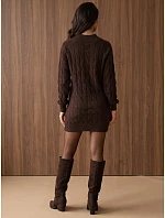 Dámske mini šaty v štýle svetra s rolákom, hnedé, FashionStreet MY2603 Dámske mini šaty v štýle svetra s rolákom, hnedé, FashionStreet MY2603