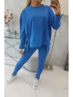 Súprava s oversize blúzkou nevädzovej modrej farby