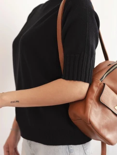 Dámsky viskózový sveter s krátkymi rukávmi čierny