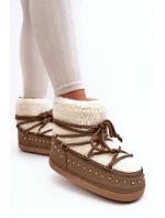 Damskie Ocieplane Śniegowce Brązowe Rohes