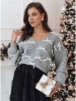 RIBBLOOM dámsky sveter s mašľami graphite FashionStreet MY2361