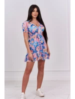 Kvetinové šaty s výstrihom do V chrpová+fialová