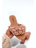 Płaskie Klapki Damskie Z Frędzlami Brudny Róż Rialle