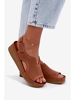 Dámske kožené sandále na otvorenej platforme Maciejka L4494-29 Brown