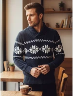 Pánsky tmavomodrý sveter FashionStreet WX2272