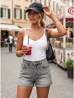 Dámske tmavosivé džínsové šortky FashionStreet SY0506
