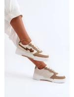 Sneakersy Damskie Na Platformie Beżowe Zeparine