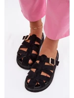 Dámské pantofle s pásky a zlatým sponou Černé Roselisse