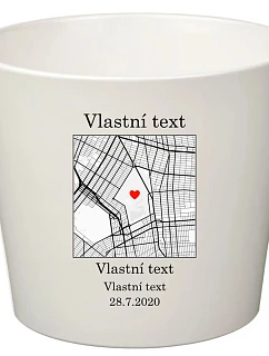 Personalizovaný keramický kvetináč s mapou – malý