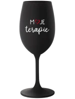 MOJE TERAPIE - černá sklenice na víno 350 ml
