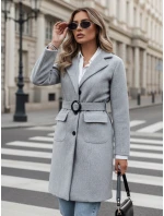 Dámsky jednoradový jesenný kabát SCHERMI svetlo šedý FashionStreet NY0668