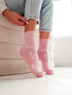 Skarpetki Damskie Bawełniane Kontury Kota Różowe