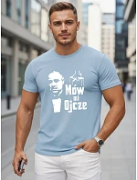 Pánske klasické bavlnené tričko s modrou potlačou FashionStreet NX5145R Pánske klasické bavlnené tričko s modrou potlačou FashionStreet NX5145R