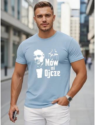 Pánske klasické bavlnené tričko s modrou potlačou FashionStreet NX5145R Pánske klasické bavlnené tričko s modrou potlačou FashionStreet NX5145R