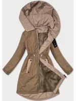 Tmavobéžová dámska bunda so šnúrkou v páse S'West (B8352-12) Tmavobéžová dámska bunda so šnúrkou v páse S'West (B8352-12)