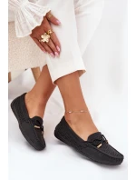 Mokasyny Damskie Z Ażurowym Wzorem I Wiązaniem Czarne Mirisa