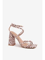 Módne sandále na podpätku béžová zebra Josette Módne sandále na podpätku béžová zebra Josette