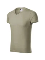 Pánske tričko Slim Fit s výstrihom do V, svetlá khaki