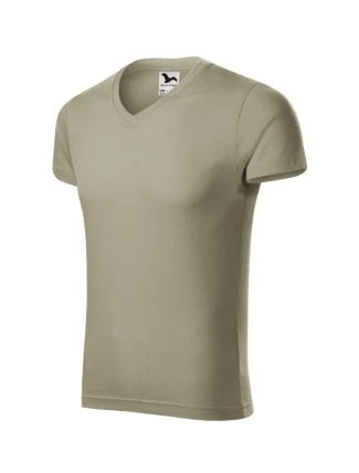 Pánske tričko Slim Fit s výstrihom do V, svetlá khaki