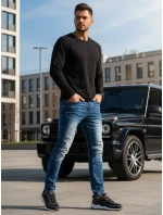 Modré pánske nohavice FashionStreet UX3821