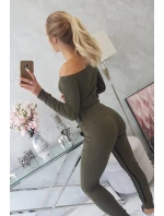 Súprava s dvojitými pruhmi v khaki farbe