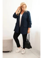 Dámske elegantné plus size sako modré