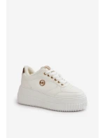 Sneakersy Buty Sportowe Damskie Ocieplane Na Masywnej Podeszwie Białe Ardiela