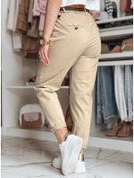 Dámske nohavice chinos s opaskom RELCIX tmavo béžové FashionStreet UY2580