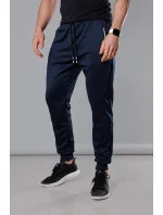 Tmavomodré pánske teplákové nohavice so sťahovacími lemami (8K167)