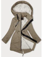 Dámska zimná bunda s kapucňou Miss TiTi camel (H-3832)