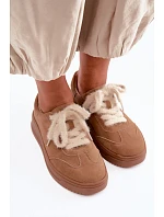 Semišové tenisky s kožušinovým šnurovaním Kobbo 79655 Camel Semišové tenisky s kožušinovým šnurovaním Kobbo 79655 Camel