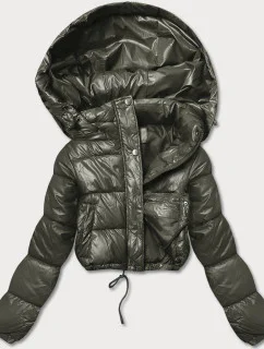 Krátka khaki páperová bunda (d2-3831-22)