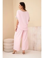 Viskózová súprava so zlatým lemovaním candy pink