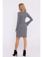 M821 Pletené šaty so širokými rukávmi - sivé