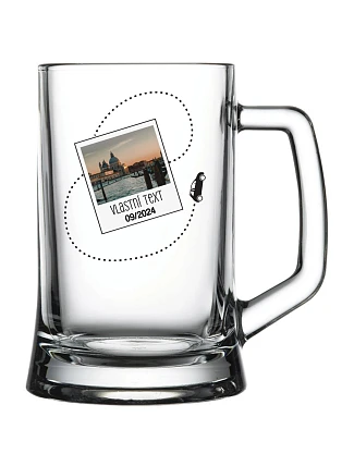 Personalizovaný pohár na pivo s fotografiou a cestovateľským motívom Personalizovaný pohár na pivo s fotografiou a cestovateľským motívom