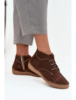 Skórzane Półbuty Damskie Z Przeszyciami Na Zamek Artiker 57C2117 Brązowe