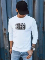 Pánska biela mikina s potlačou FashionStreet BX5362