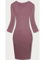 Priliehavé rebrované šaty v špinavo ružovej farbe s okrúhlym výstrihom (5131-35) Priliehavé rebrované šaty v špinavo ružovej farbe s okrúhlym výstrihom (5131-35)