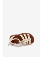 Dziewczęce Sandałki Gladiatorki Ze Złotym Detalem Beżowe Vesira