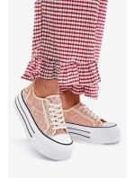 Niskie Trampki Damskie Na Platformie Różowe Melina
